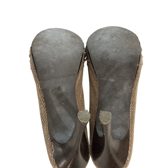 Moda Spana Womens Size 9M Brown Textured Design Peep Toe High Heel Shoes - Picture 6 of 7